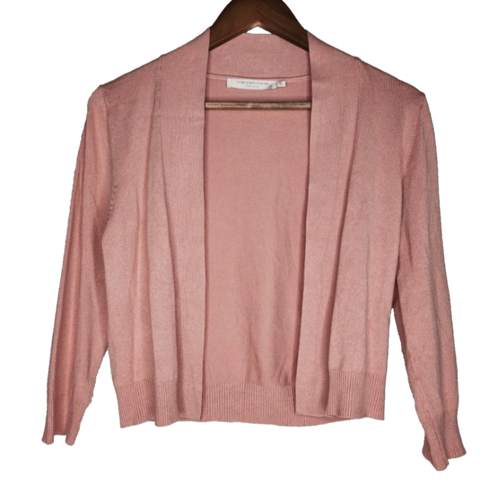 Contemporaine Par Simons Open Front Cardigan in Dusty Rose Size S